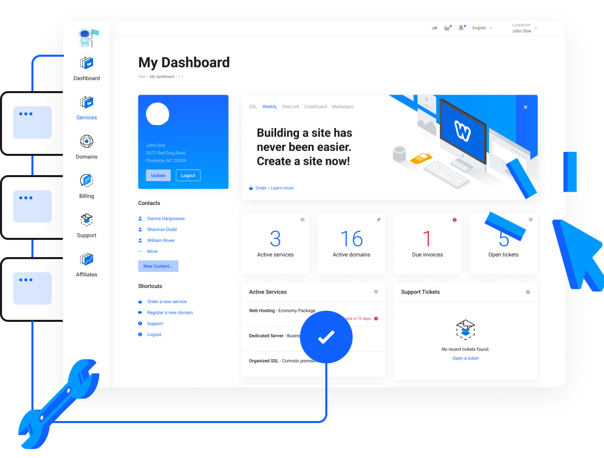 Super easy control panel to manage all your services